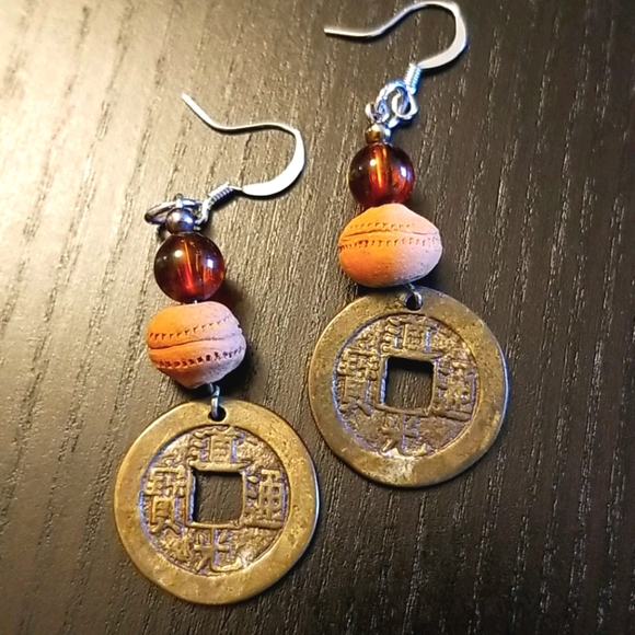 Chinese Coin Vintage Earrings